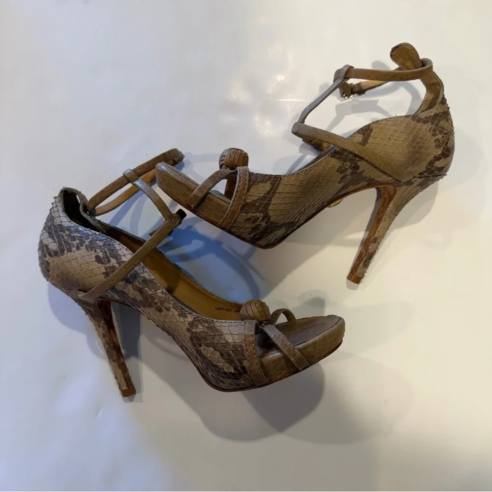 L.A.M.B. Black Strappy Stiletto Heels Leather Heels Size 6